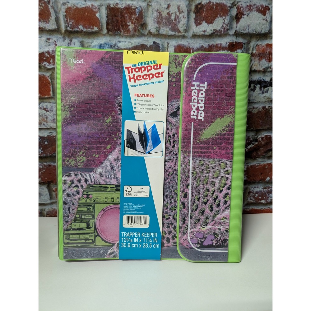 Mead Trapper Keeper Binder Pink Leopard Boombox New Old Stock 2021